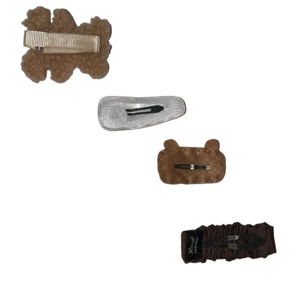SET OF 4 Teddy Bear Hair Clips - Picture 6 of 9
